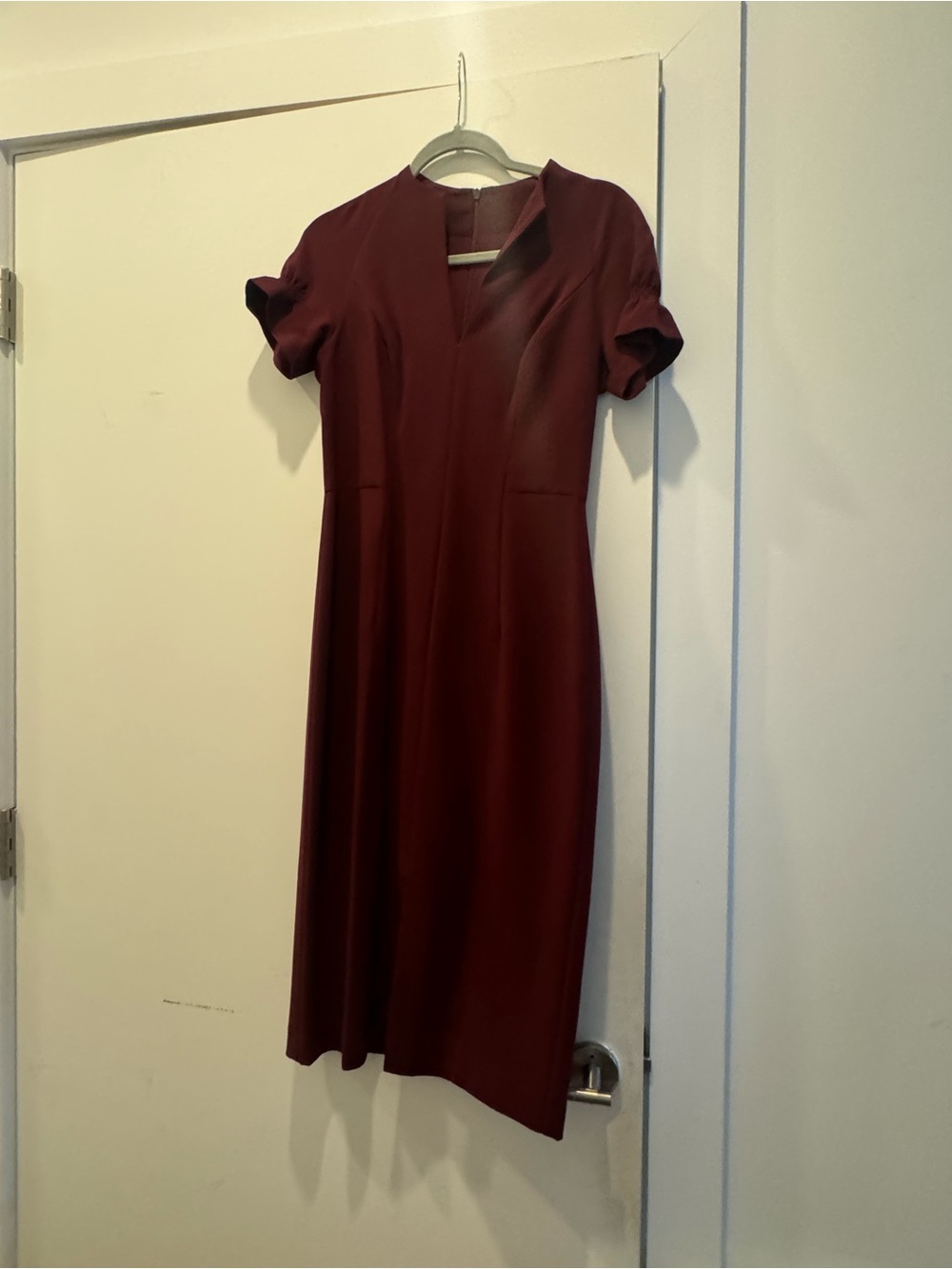 Black Halo Burgundy Midi Sheath Dress